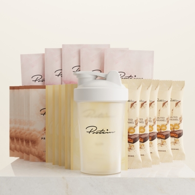 Näytepakkaus - 20 annosta - Mega Diili + Ilmainen shaker (Valitse 5 x per maku) 