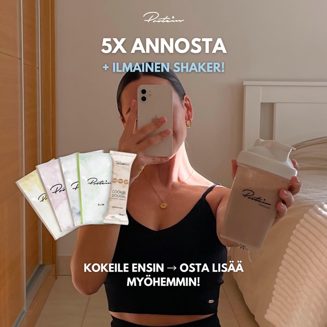 5x Näytetuote + Ilmainen Shaker